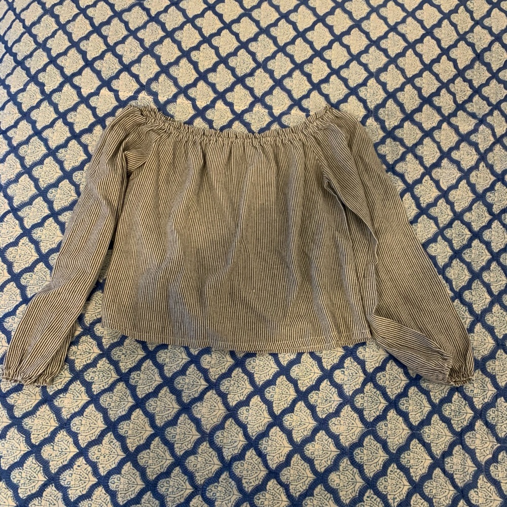 Brandy Melville Seersucker off the Shoulder Top